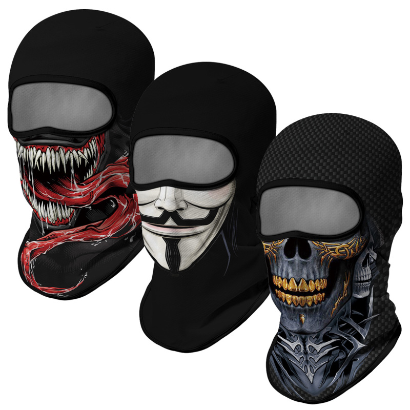 3PCS Balaclava Ski Mask Motorcycle Full Face Mask Outdoor Tactical Hood Headwear Mask Unisex for Cycling Halloween Cosplay（HT210048-127-302）