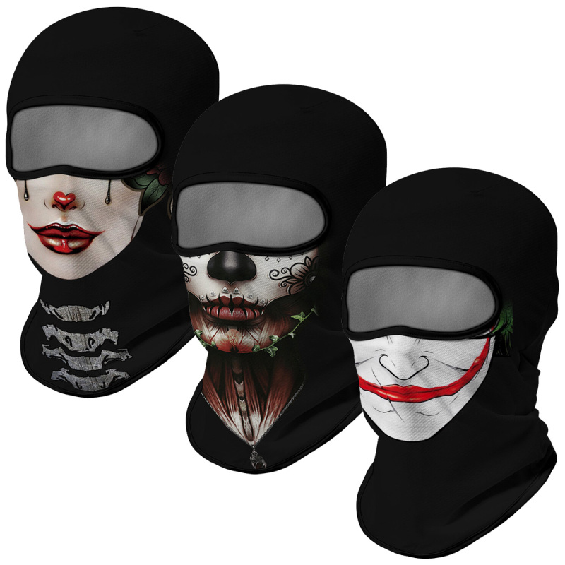 3PCS Balaclava Ski Mask Motorcycle Full Face Mask Outdoor Tactical Hood Headwear Mask Unisex for Cycling Halloween Cosplay（HT210009-029-049）