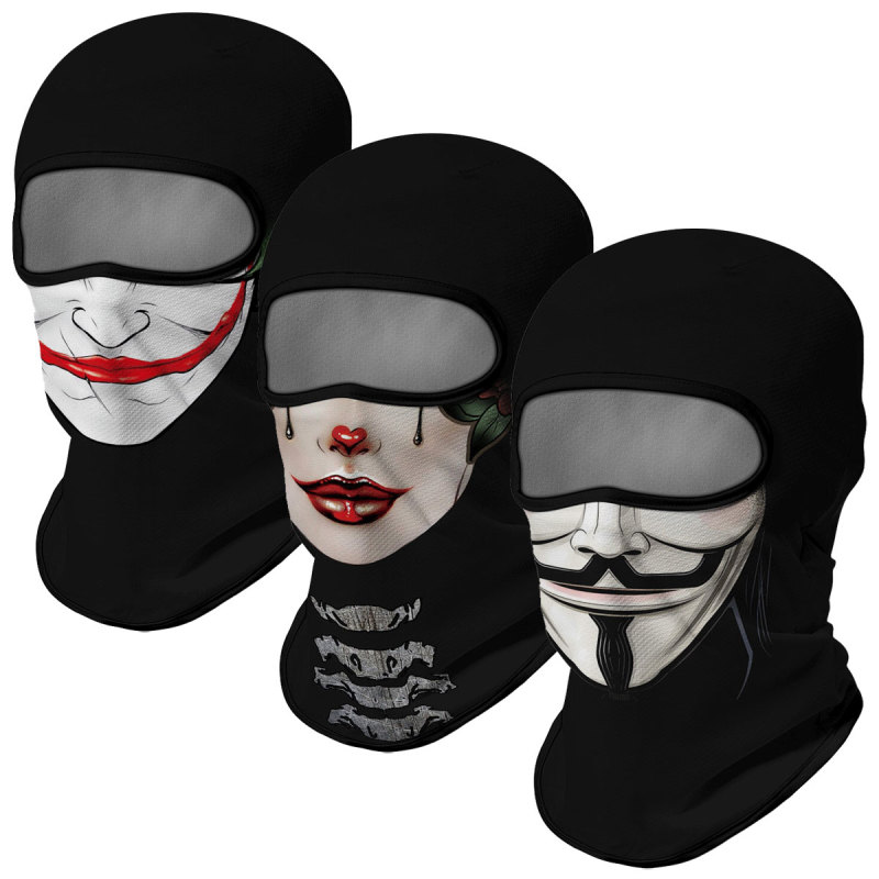 3PCS Balaclava Ski Mask Motorcycle Full Face Mask Outdoor Tactical Hood Headwear Mask Unisex for Cycling Halloween Cosplay（HT210009-048-049）