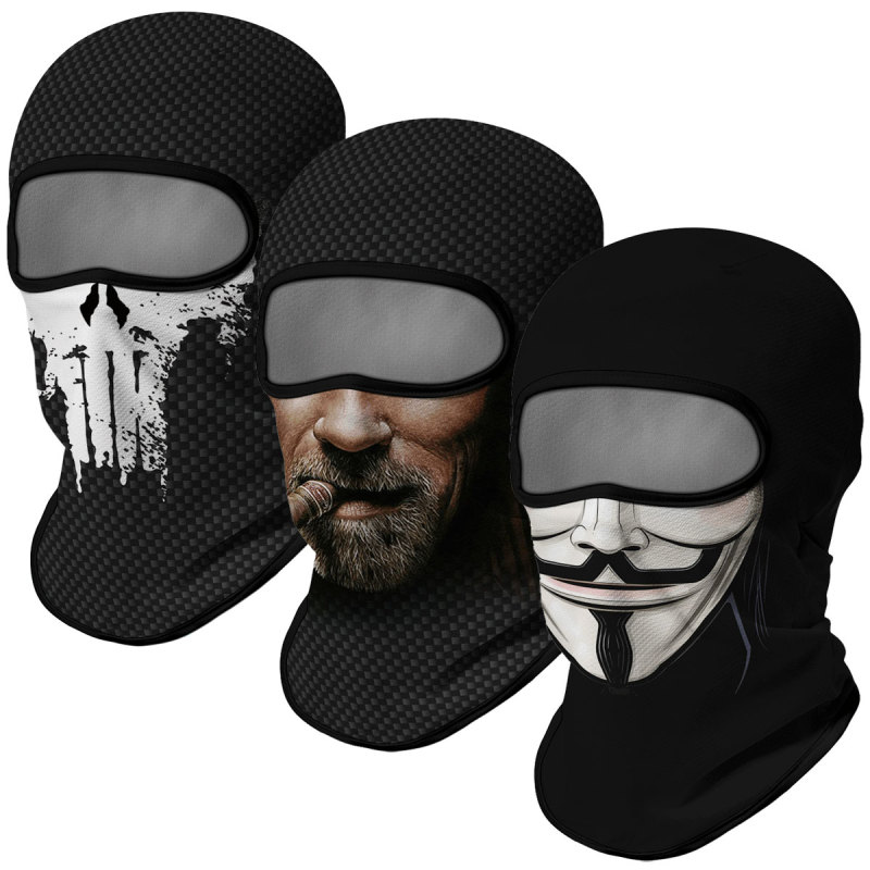 3PCS Balaclava Ski Mask Motorcycle Full Face Mask Outdoor Tactical Hood Headwear Mask Unisex for Cycling Halloween Cosplay（HT210048-120-157）