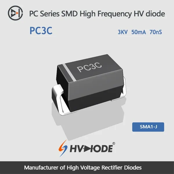 PC3C SMD high voltage diode 3KV,50mA, 70nS