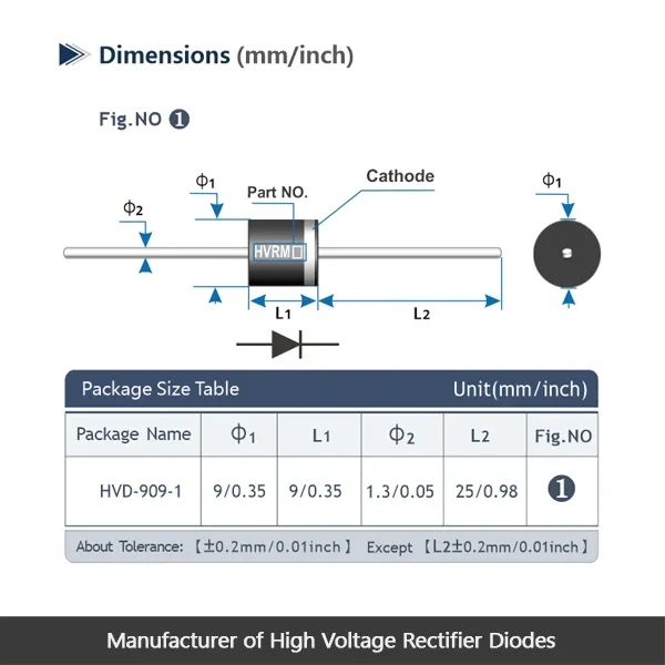 HVRM2- Low frequency high voltage diode 2KV,5A,50-60Hz