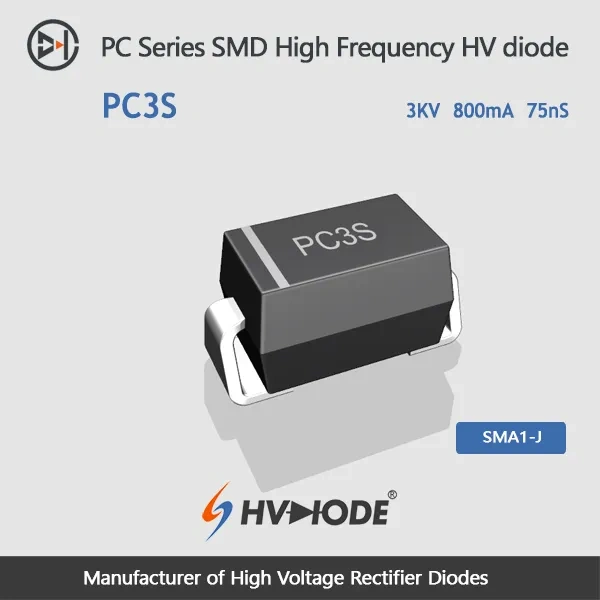 PC3S SMD high voltage diode 3KV,800mA,75nS