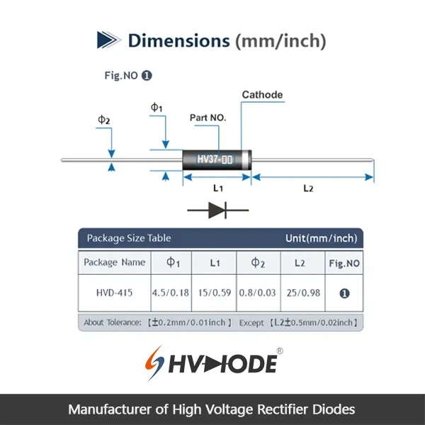 HV37-20F  Fast Recoveryhigh voltage diode 20KV, 200mA, 75nS