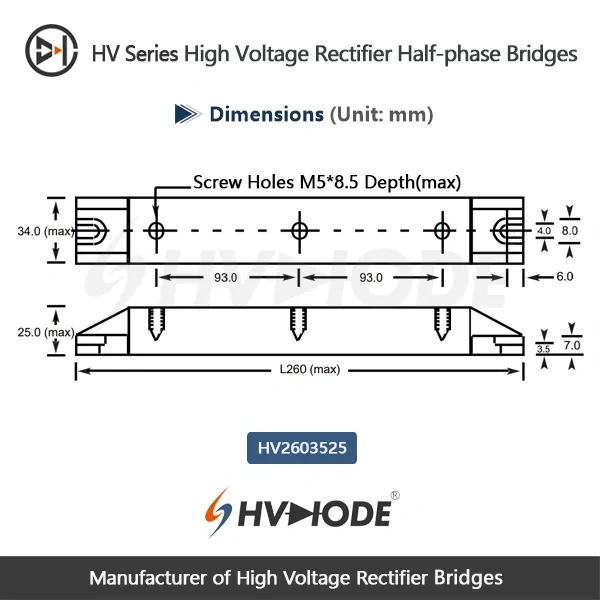 HV6036 High Voltage Rectifier Half-phase Bridges 36KV 6A  50-60Hz(Single arm)
