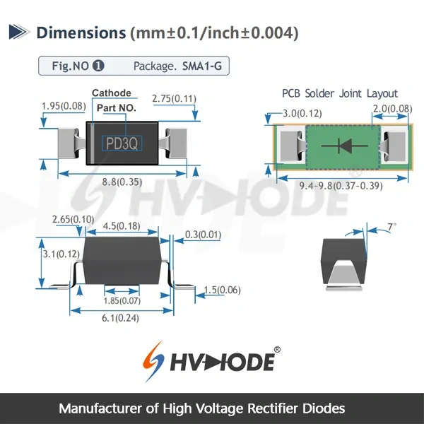 PD5N SMD High Voltage Diode 5KV 500mA 75nS