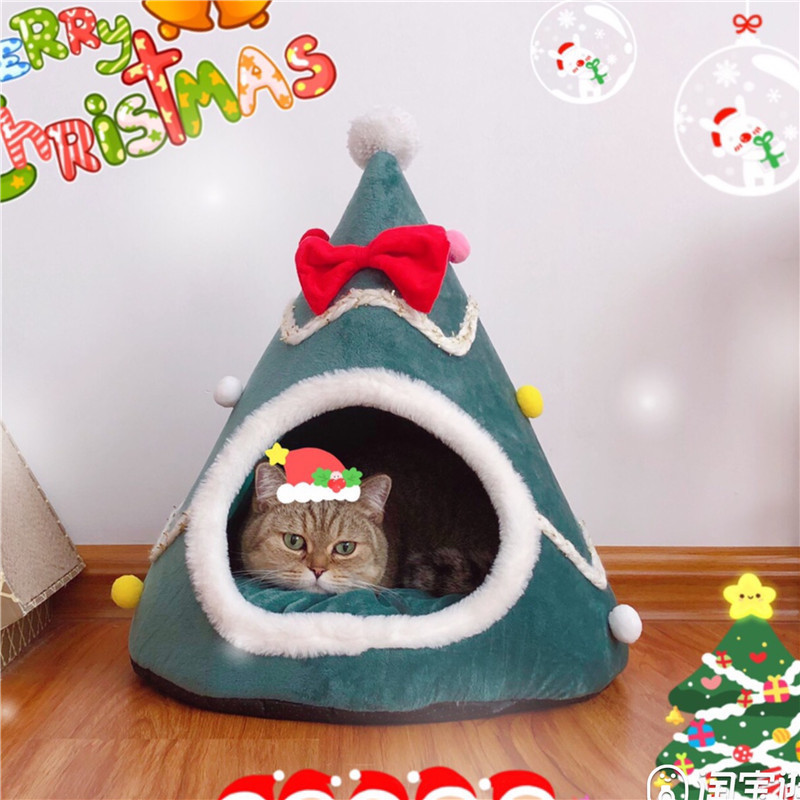 New Design Wholesale Christmas Pet Bed Luxury Novelty Custom Pet Bed Cave Cat Bed