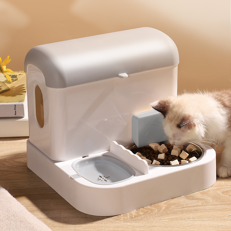 Popular Design Pet Automatic Drinking Water Feeder Stainless Steel Cat Food And Water Bowl Ceramic Convenient Cleaning Pet Filter Bowl Cat Tableware