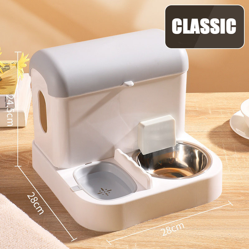 Popular Design Pet Automatic Drinking Water Feeder Stainless Steel Cat Food And Water Bowl Ceramic Convenient Cleaning Pet Filter Bowl Cat Tableware