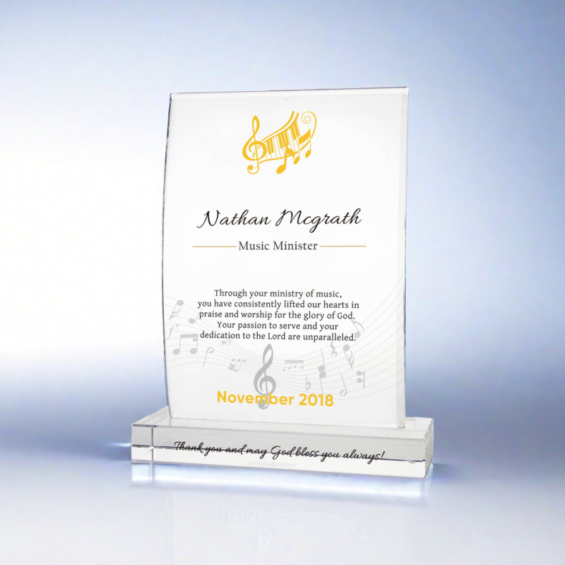 Appreciation Concert Trophy 15 Year Anniversary Pastor Gifts Ideas Custom Crystal Plaque Award