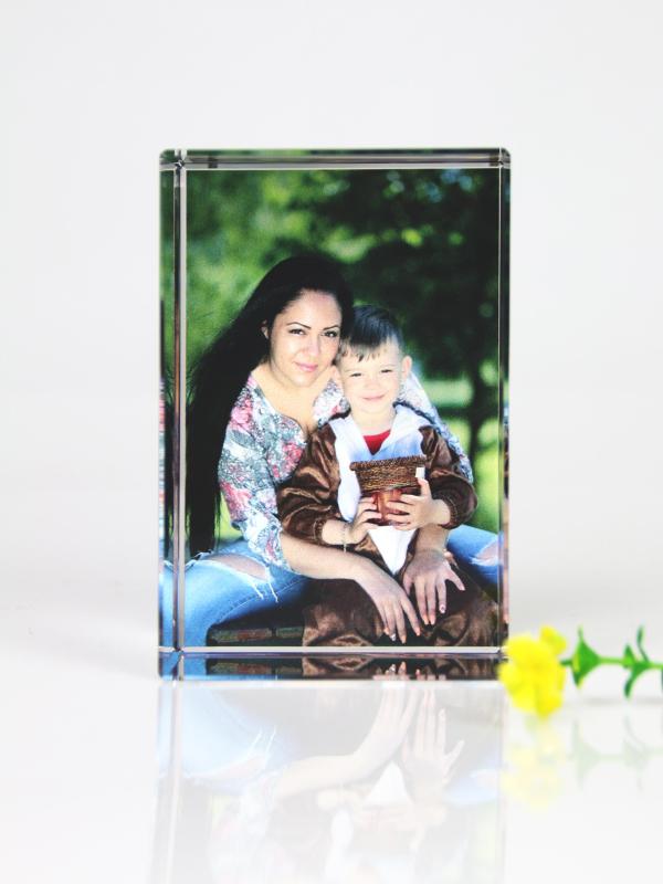 Personalized Mother's Day Gifts Crystal Cube Color-Printed Photo Crystal Frame