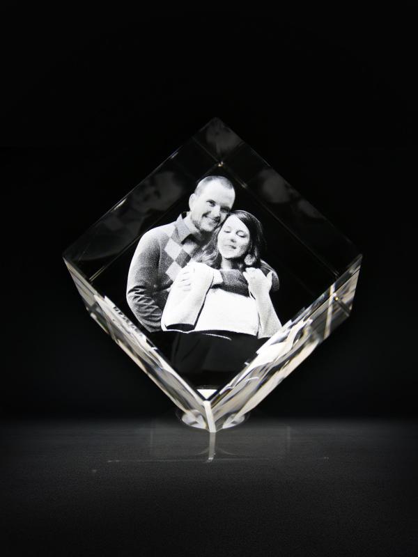 3D Crystal Diamond Custom Birthday Gifts Personalized 10 Year Anniversary Gifts Photo in Glass