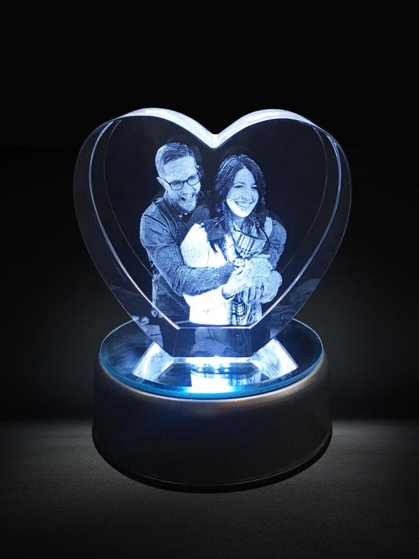 Custom 3D Glass Heart Creative Valentine's Gift Wedding Anniversary Gifts by Year