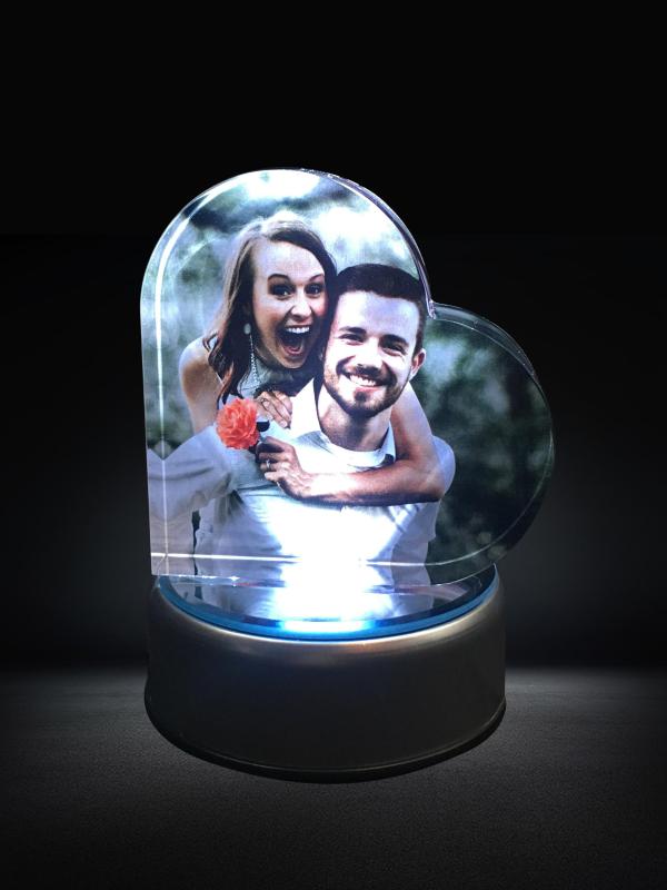 Custom Gifts for Lovers Color-Printed Crystal Heart Personalized Photo Frame