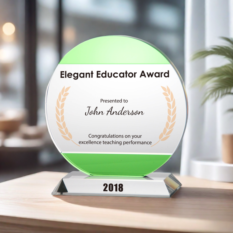Custom Circle Crystal Elegant Educator Award Plaque for Recognition