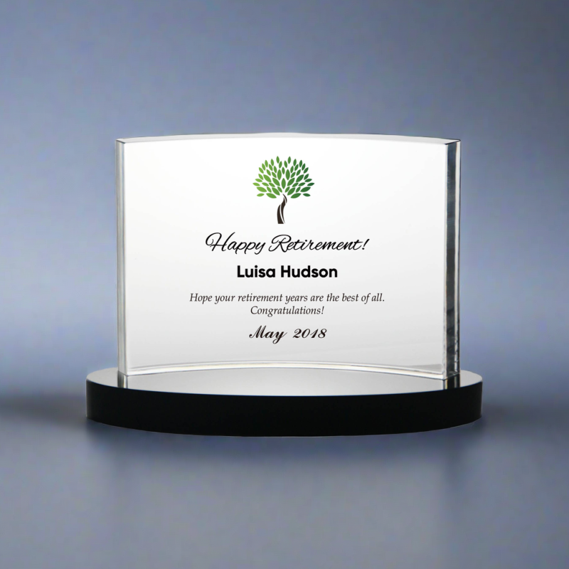 Pure Crystal Rectangle Teacher Retirement Awards Gifts with Black Base
