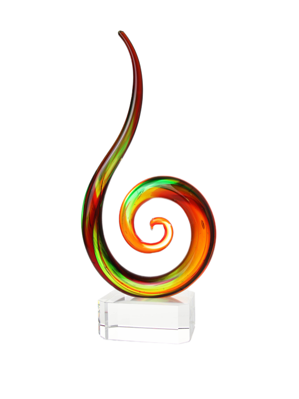 Art Glass Teacher Recognition Gift Award with Clear Crystal Base Engraved Custom Messages