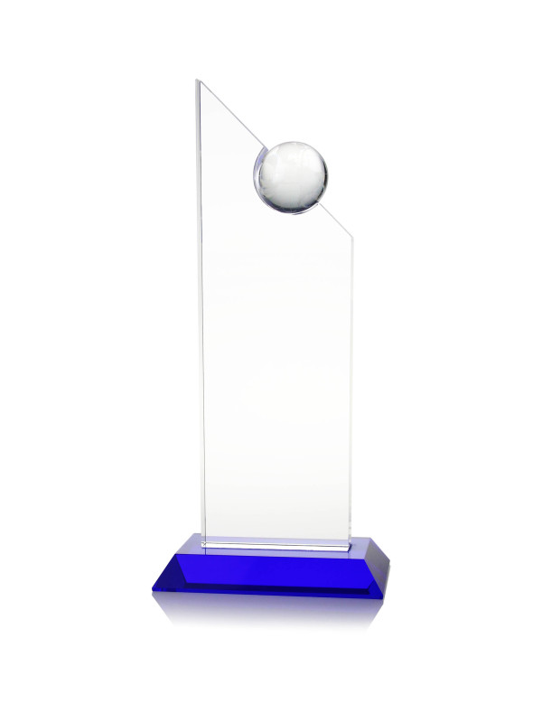 Personalized Clear Crystal Special Teacher Recognition Trophy with Globe Decoration