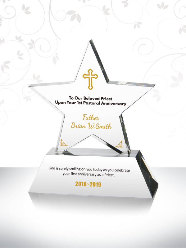 Pastoral Anniversary Star Gift Trophy 40th Anniversary Gift for Pastors Crystal Custom Plaques and Awards