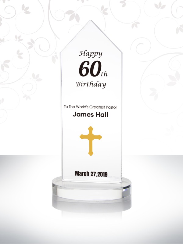 Pastor 60th Birthday Anniversary Gift Personalized Crystal Pastor Retirement Plaque 15th Anniversary Traditional Gift