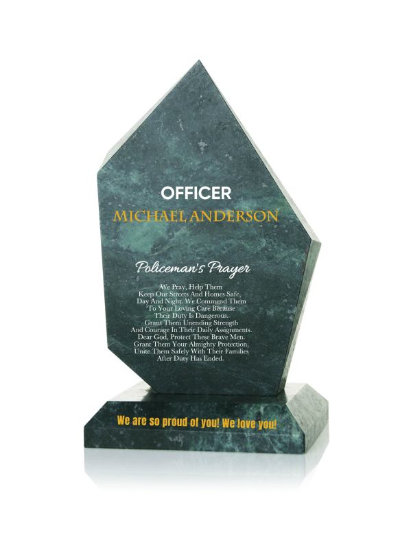 Marble Milestone Police Officer’s Prayer Plaque with Custom Heartfelt Messages