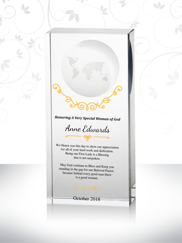 Pastor Wife’s Crystal Tribute Award Heartfelt Gift for 30th Wedding Anniversary Pastor's Wife Appreciation Ideas