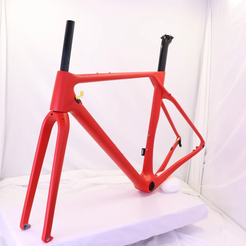 Red Color Disc Brake Carbon Gravel Bike Frame