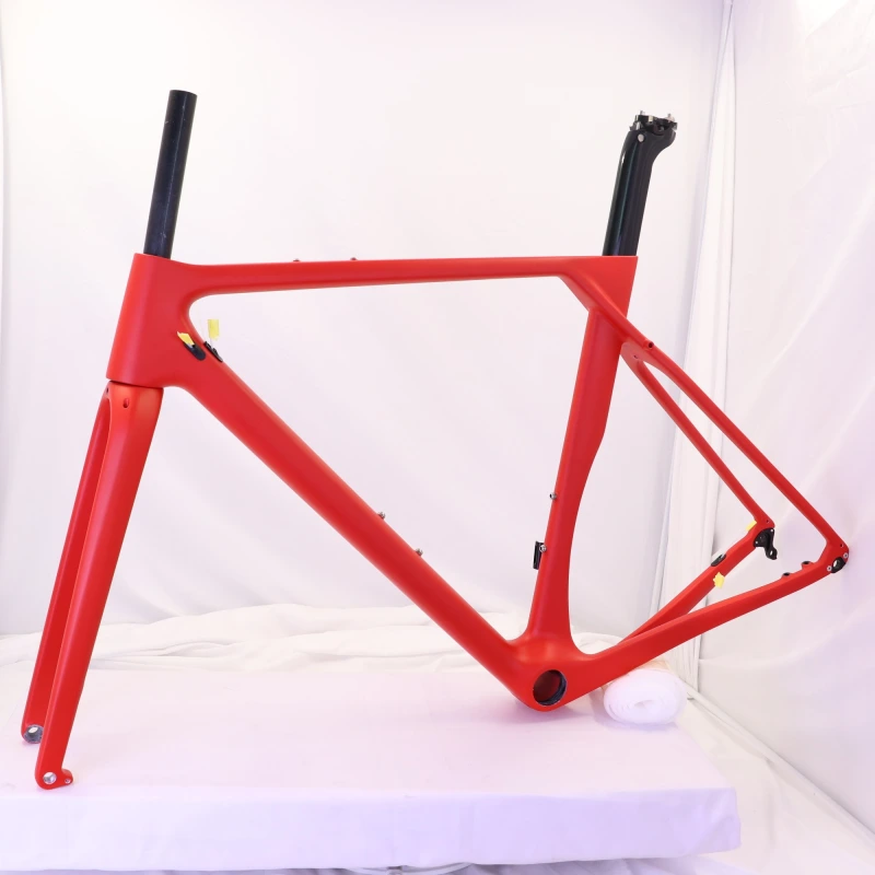 Red Color Disc Brake Carbon Gravel Bike Frame