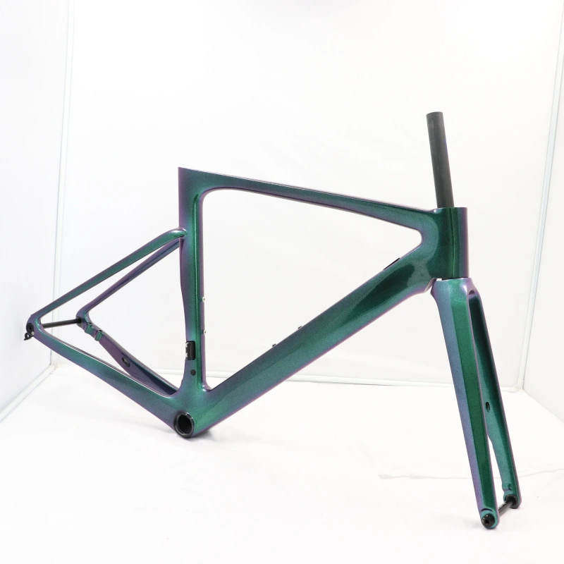 Chameleon Green &amp; Purple Shifting VB R-099 Aero Carbon Frame Road Bike Disc Brake