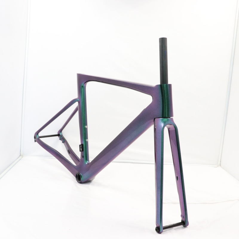 Chameleon Green &amp; Purple Shifting VB R-099 Aero Carbon Frame Road Bike Disc Brake