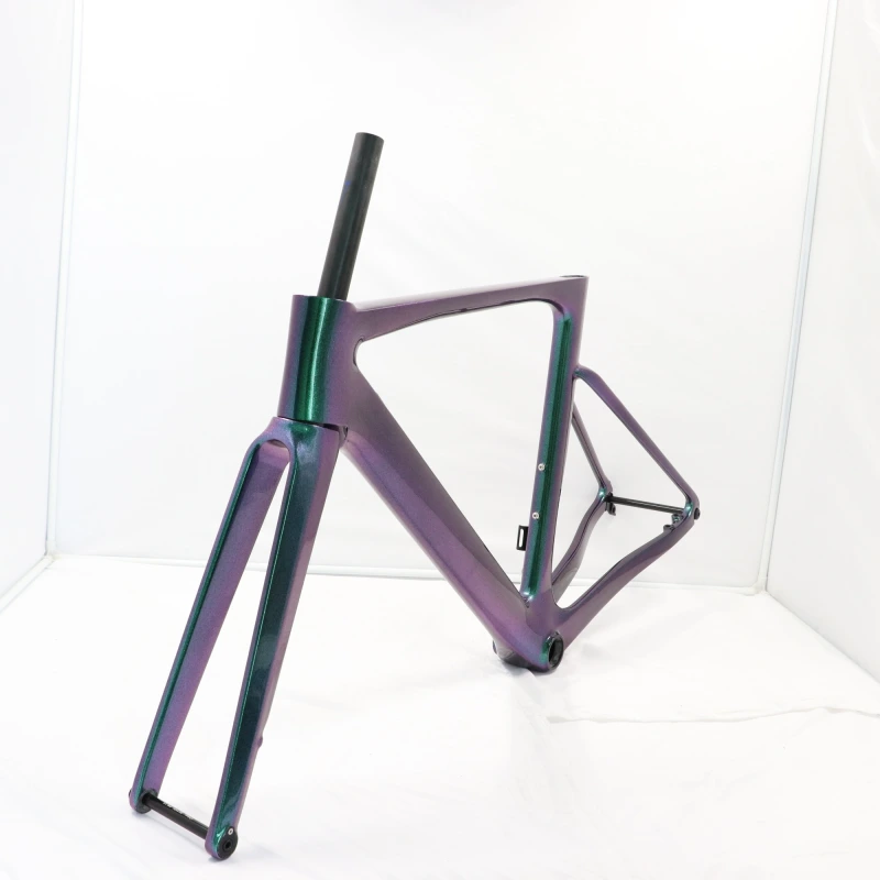 Chameleon Green &amp; Purple Shifting VB R-099 Aero Carbon Frame Road Bike Disc Brake