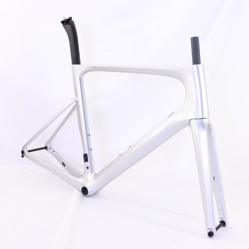 VB-R-099 Custom Paint Aero Road Carbon Bike Frame Metallic Silver Color