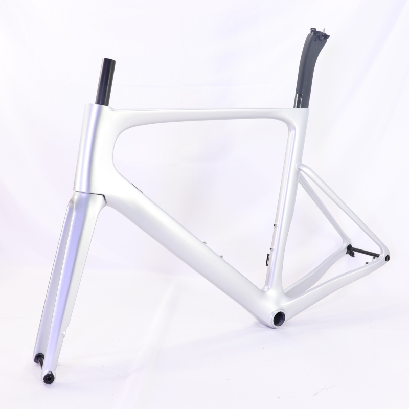 VB-R-099 Custom Paint Aero Road Carbon Bike Frame Metallic Silver Color