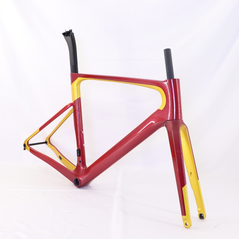 VB-R-099 Custom Paint Aero Road Carbon Bike Frame Metallic Red &amp; Gold