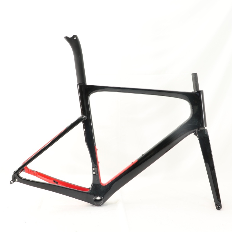 VB-R-099 Custom Paint Aero Road Carbon Bike Frame Red Black Glossy Finish