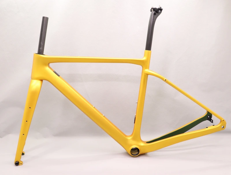 GF-002 Carbon Gravel Bike Frame set Gold &amp; Dark Green