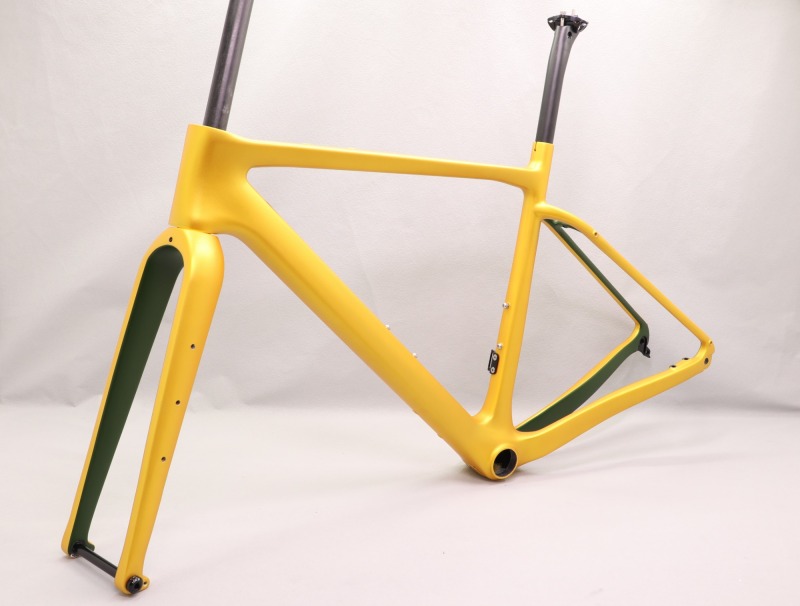 GF-002 Carbon Gravel Bike Frame set Gold &amp; Dark Green