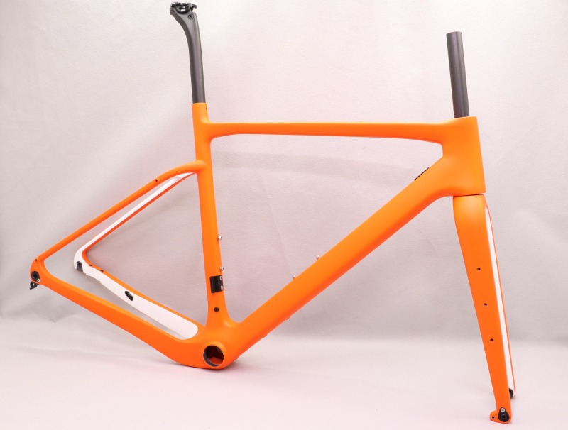 GF-002 Carbon Gravel Bike Frame set Orange &amp; White