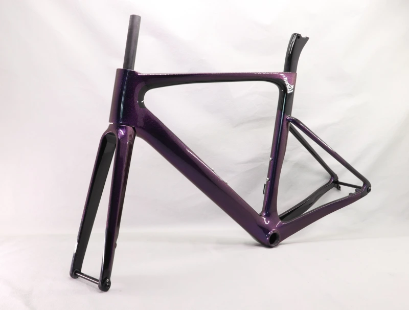 VB-R-099 Custom Paint Aero Road Carbon Bike Frame Black &amp; Chameleon Glossy