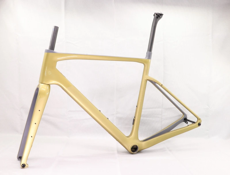 GF-002 Carbon Gravel Bike Frame Golden Glossy And Matte