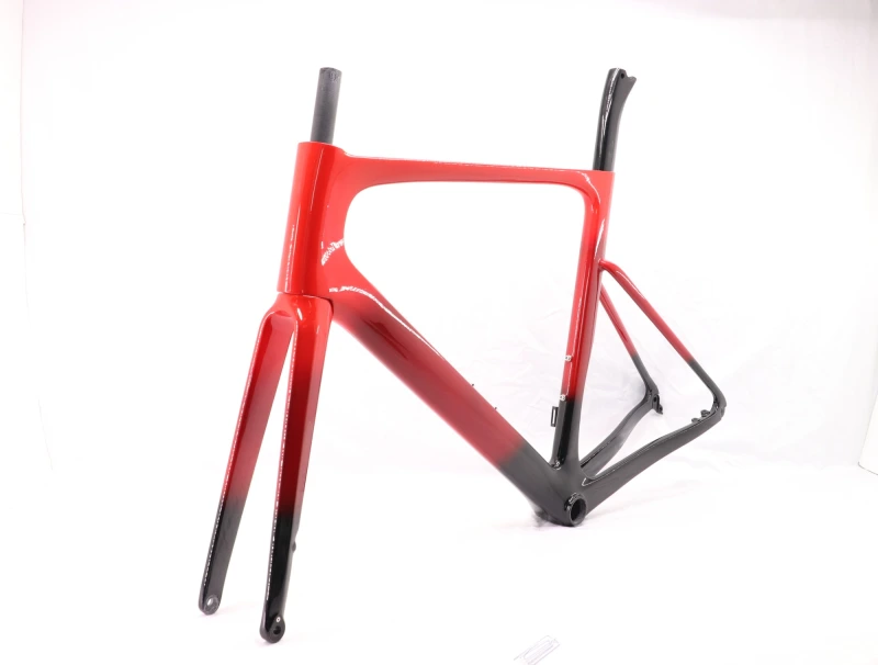 VB-R-099 Custom Paint Aero Road Carbon Bike Frame Red Fading Glossy Paint