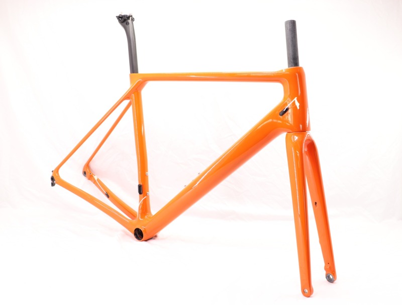 VB-R-066 Carbon Disc Brake Road Bike Frame Custom Paint Orange Glossy Finish