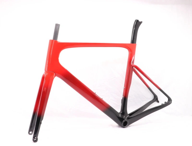 VB-R-099 Custom Paint Aero Road Carbon Bike Frame Red Fading Glossy Paint