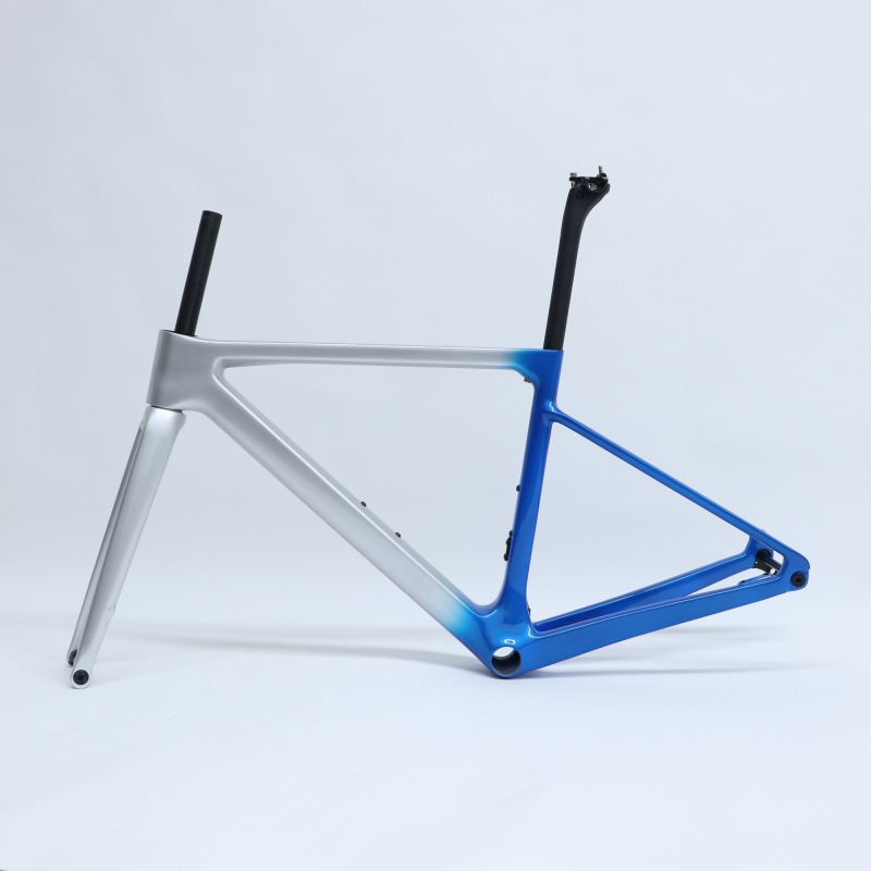 R-177 Super Light Carbon Road Frame Metallic Grey Metallic Blue Fadding Glossy Paint