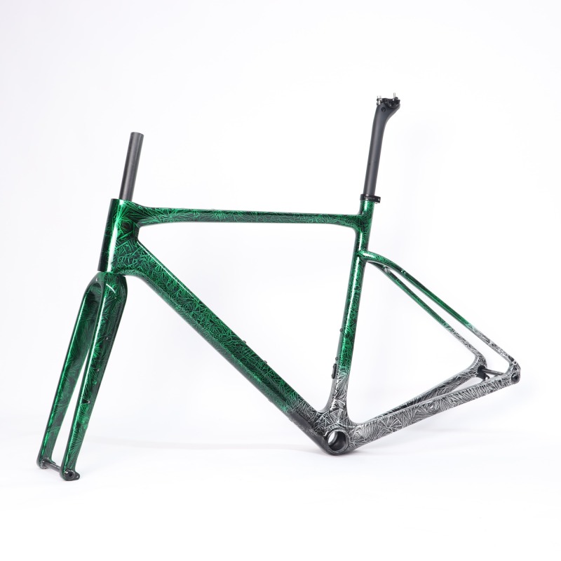 GF-002 Gravel Bike Frame Green Ice Break Glossy Paint