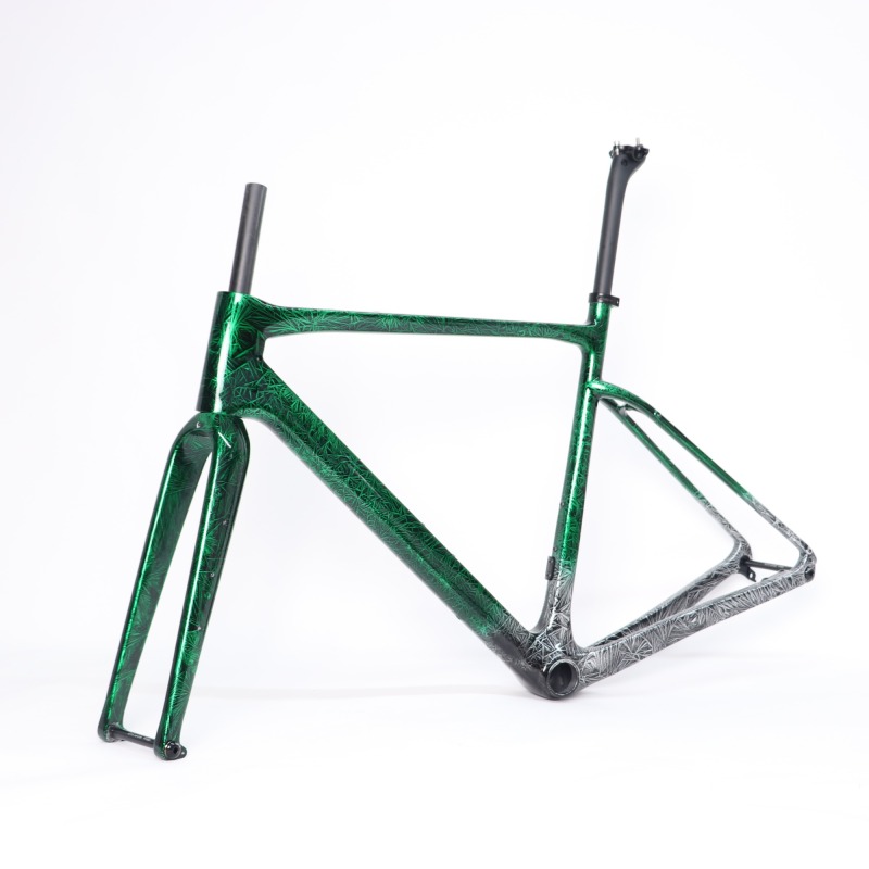 GF-002 Gravel Bike Frame Green Ice Break Glossy Paint