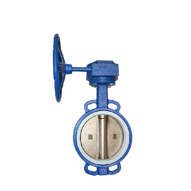 DN40 DN1000 D37A1F Wafer type worm gear ptfe seat 16 inch butterfly valve for sea water