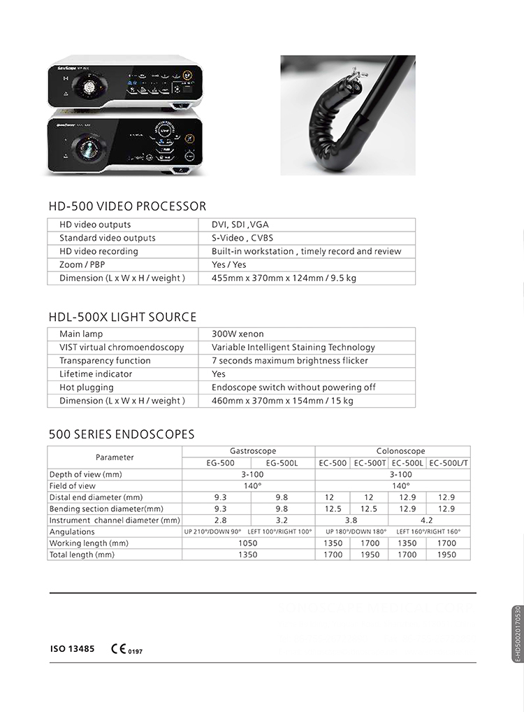 SonoScape HD 500 Video Flexible Endoscope Camera