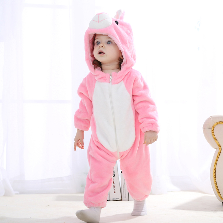 MICHLEY Newborn Winter Warm One Piece Clothing Infant Cartoon Bunny Costume Cosplay Baby Girl's Romper QWE8