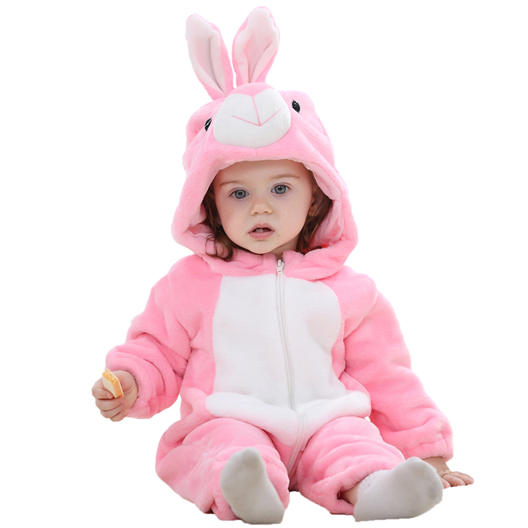 MICHLEY Newborn Winter Warm One Piece Clothing Infant Cartoon Bunny Costume Cosplay Baby Girl's Romper QWE8